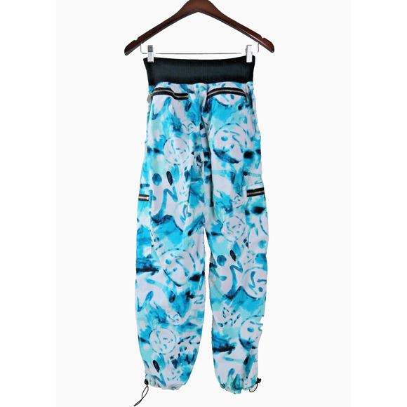 Zumba Size S Marvelous Cargo Pants Jogger Blue White Watercolor Print - Picture 5 of 12